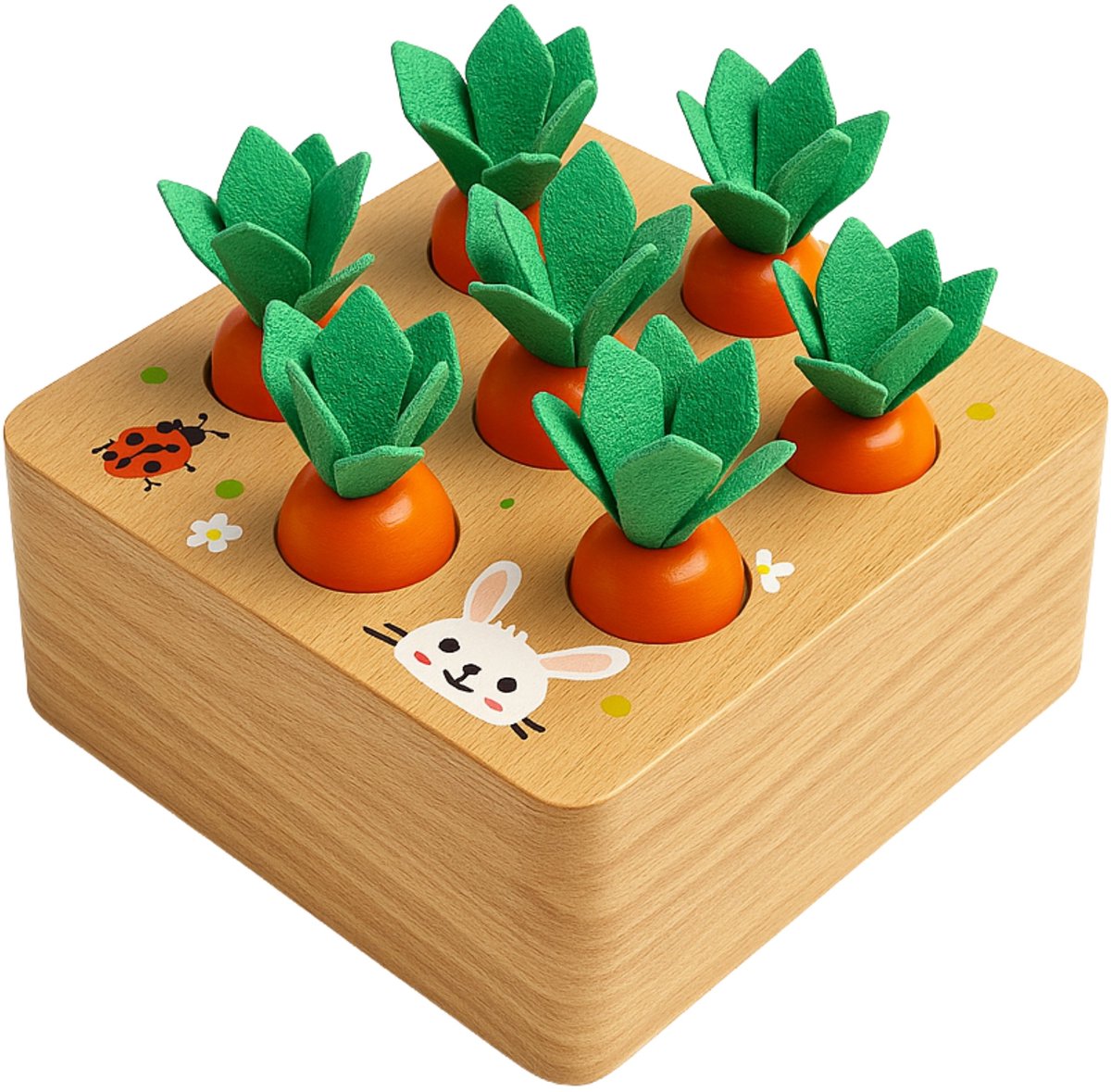 Montessori Houten Speelgoed Wortel Set - Educatief Spel vanaf 3 jaar - Motoriek Vormen spel & Sorteerspel - Sinterklaas Cadeau | Kerstcadeau - Jongens & Meisjes